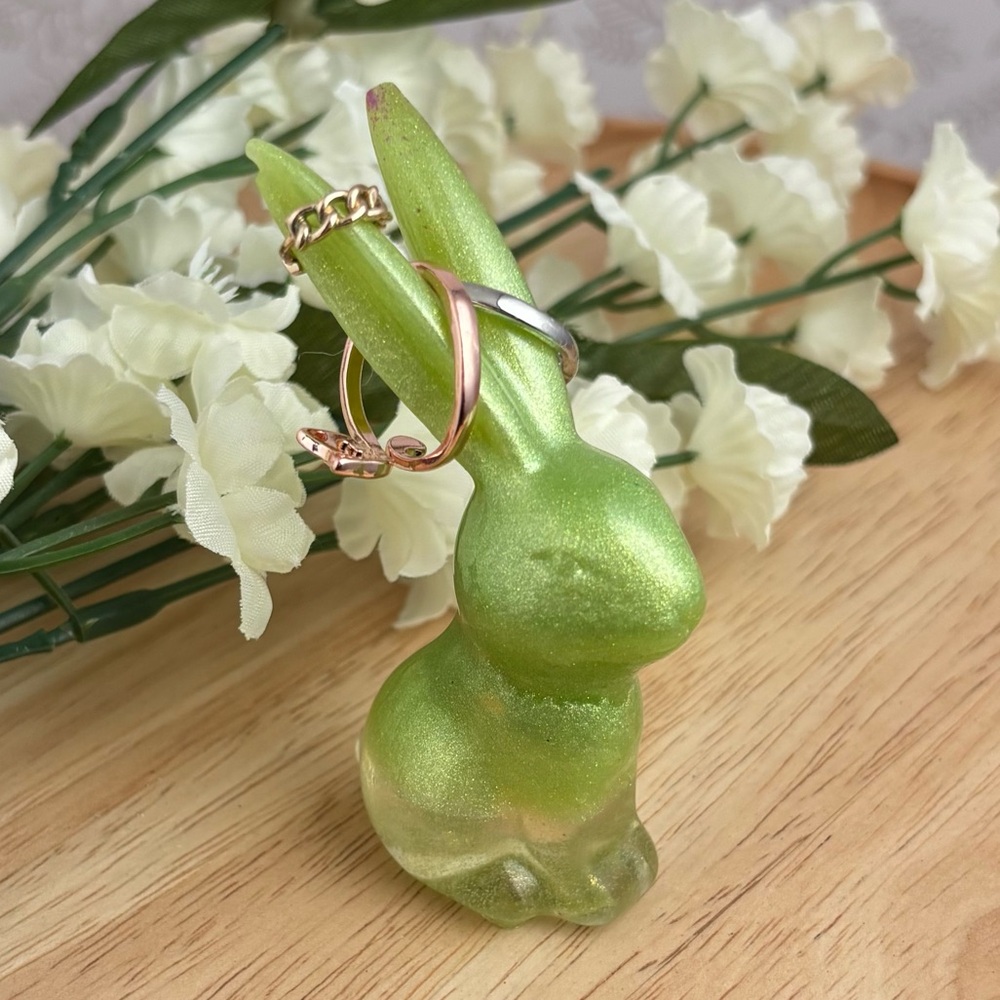 Green Bunny Ring Holder Decorative Jewelry Stand